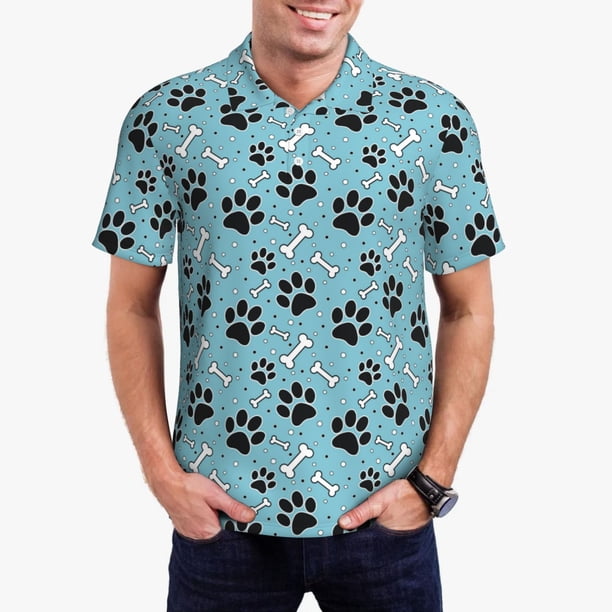 Fotbe Cute Dog Footprints Camiseta Polo de Golf para Hombre con Estampado – Camisa Deportiva Transpirable con Cuello Abotonado-XX-Large