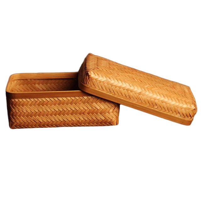 Bamboo Woven Basket de Almacenamiento Bandeja de Cesto Caja de Té Sorage