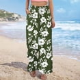 thumbnail image 6 of ClodeEU Wide Leg Pants for Women,Floral Printed Trousers with Pockets ,Elastic Waist With Drawstring Army Green,Womens Plus M, 6 of 9