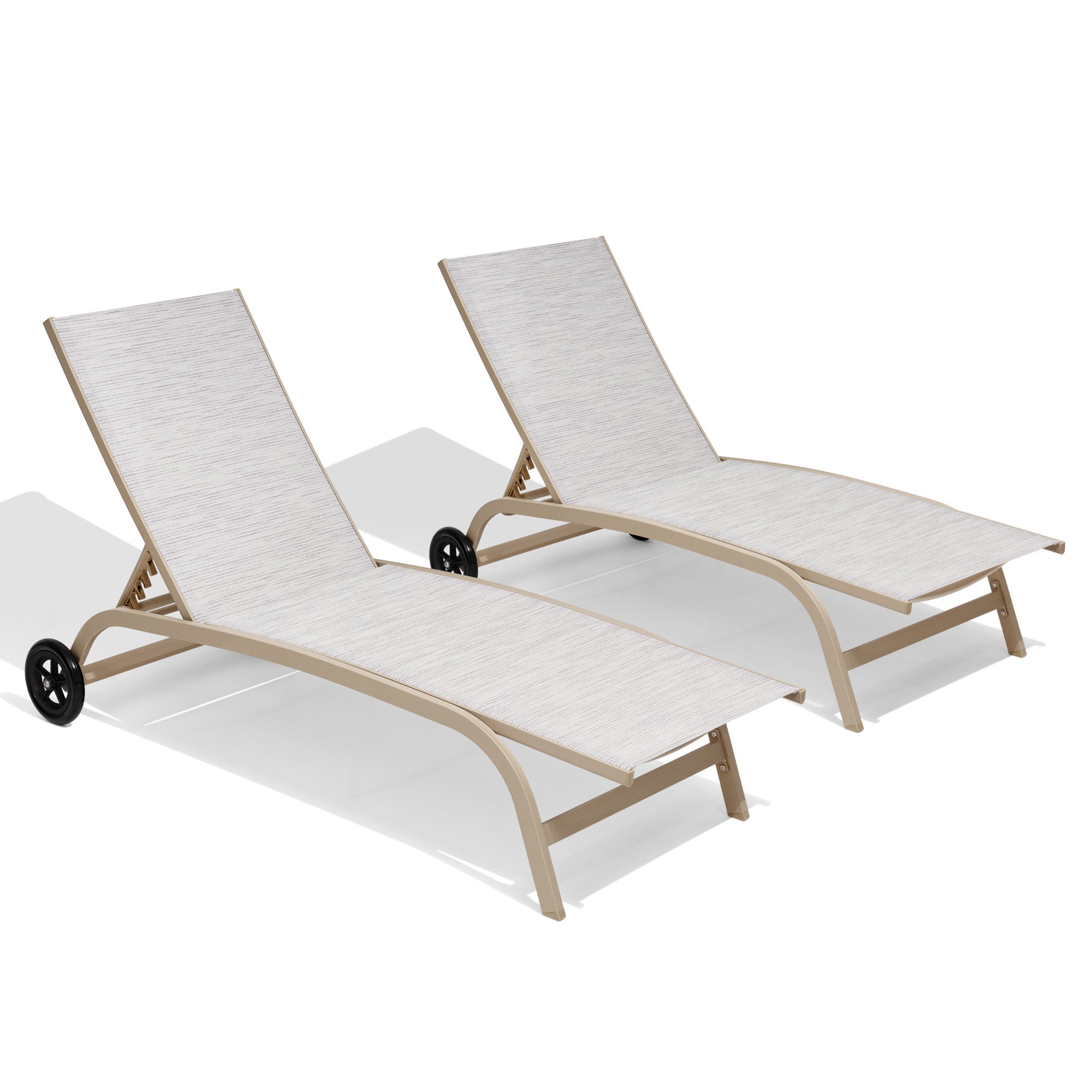 Crestlive Products Adjustable Aluminum Chaise Lounge Chair & Wheels in