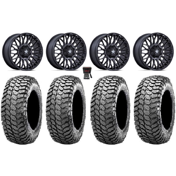 MSA Clubber 15" Wheels Black DDT 29" Liberty Tires Can-Am Maverick X3 / Honda Pioneer 1000 / Talon