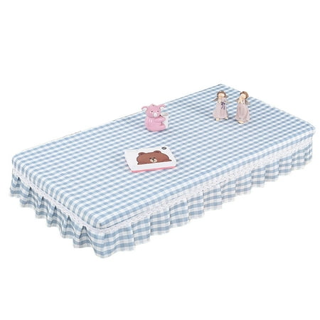 

Rectangular Tablecloth Plaid Hemming Tablecloth With Skirts Washable Elegant Polyester Table Cover For Living Room Balcony Restaurant Party Picnic Festival-Blue-60x120cm WP