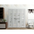 thumbnail image 3 of Sliding Closet Double Bi-fold Doors | Quadro 4445 Light Grey Oak with Frosted Glass | Sturdy Tracks Moldings Trims Hardware Set | Wood Solid Bedroom Wardrobe Doors, 3 of 5