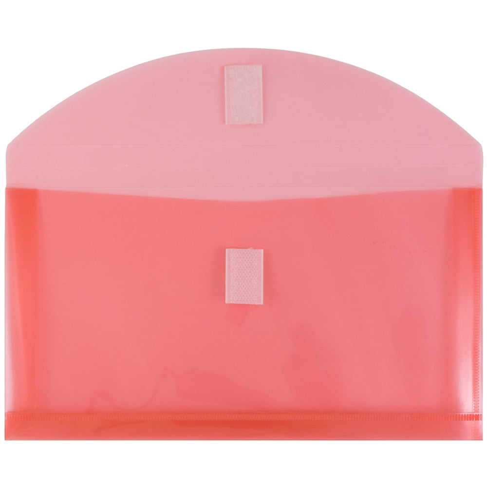 JAM Paper Plastic Expansion Envelopes, Hook & Loop Closure, #10 Booklet Wallet, 5 1/4 x 10, 1 in Expansion, Red, 3/Pack