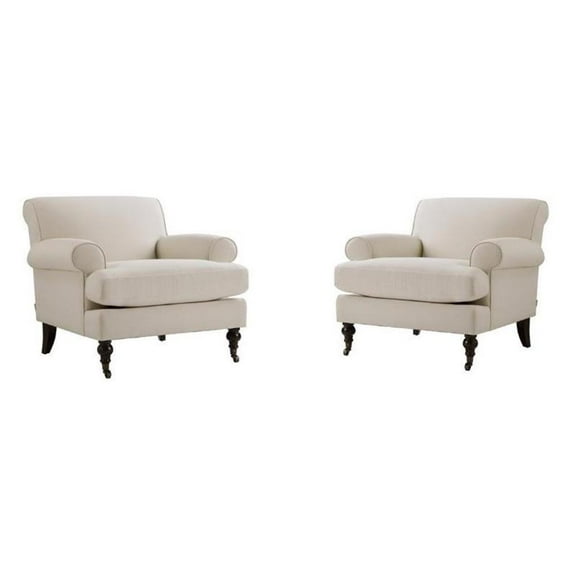 2 Piece Chair Set of Accent Arm Chair Metal Casters