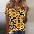 thumbnail image 2 of Camisetas con estampado de moda de Color sólido con hombros descubiertos para mujer, blusa de verano de manga corta con tirantes, camiseta gráfica informal, Tops ahuecados Pompotops hkajfhjk473800, 2 of 5