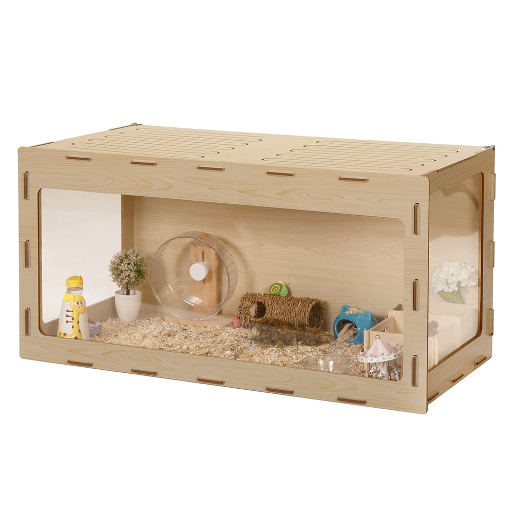 Spaco Spacious Pet Cage for Hamsters, Guinea Pigs - Melamine Board with Acrylic Panels - Burlywood