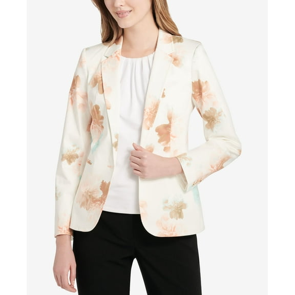 Calvin Klein Floral Print Blazer Peach Multi 2