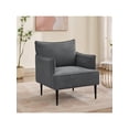 thumbnail image 1 of Corduroy moderno accent chair - ideal para comfy single sofa reading chair para dormitorio, waiting room, y oficina study in blanca con arms, 1 of 7