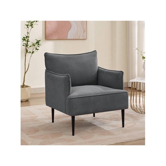 Qinaqin Corduroy Moderno Accent Chair Ideal Comfy Single Sofá Reading para Dormitorio cm de Anchoaiting Sala y Oficina Study en Blanco con Arms