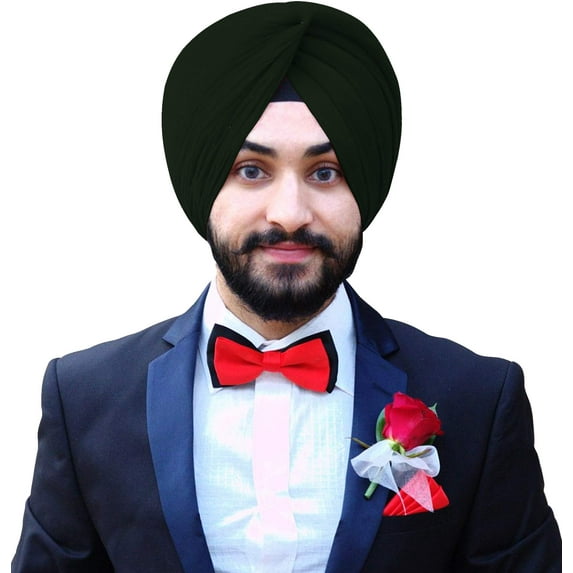 eloria Sikh Turban Cotton Voile Pride of Sikh Turban Punjabi Patka Pagri Dastar Fabric Dark Green