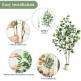 thumbnail image 6 of 6FT Ficus Trees Artificial Indoor, Faux Silk Plant with Natural Wood Trunk and Lifelike Fruits, White Imitation Ceramic Planter with Green Fake Moss for Modern Home Office Living Room Decor, 6 of 9