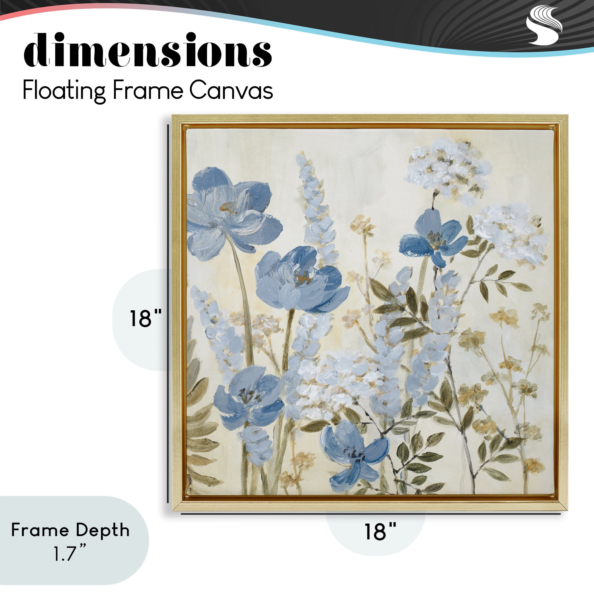 Stupell Industries Peace In The Blue Garden Gold Framed Floater Canvas Wall Art, design by Lanie Loreth