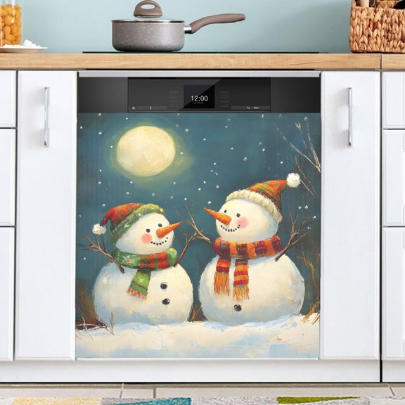 Ryvnso Cute Christmas Snowman in Winter Dishwasher Magnetic Refrigerator Magnet Cover Kitchen Home Decorative 23"x26"