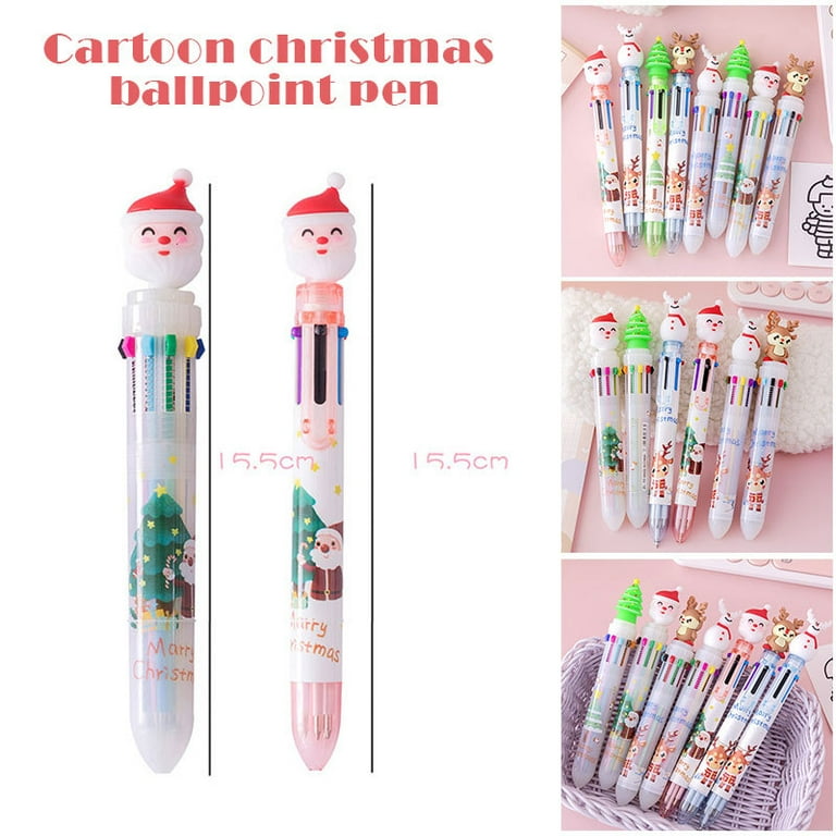 Christmas All in one Ballpoint Pen Cartoon Santa Claus Ten Color