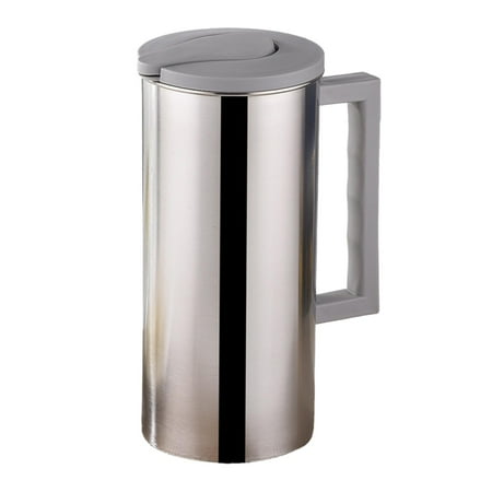 

6L Metal Water and Lid with Handle Water Jug Metal Milk Cold Water Kettle for Home Cafe Hotel Restaurant Gray