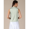 thumbnail image 4 of DARING DIVA Women's Satin Elegant Sleeveless One Button Office Blouse S Bean Green, 4 of 6