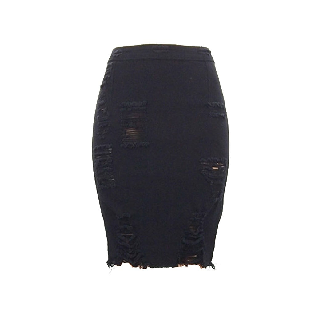 Distressed denim skirt quality online