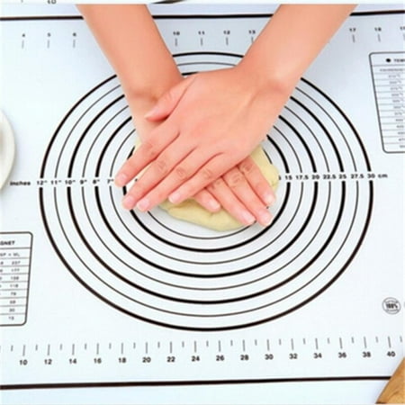 

Clearance! Large Silicone Pastry Mat Extra Thick Non Stick Baking Mat with Measurement Fondant Mat Counter Mat Dough Rolling Mat Oven Liner Pie Crust Mat