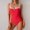Red, variant on Women Sexy Tummy Control One Piece Swimsuits High Cut Bathing Suit Classic Slimming Swimwear Featuring Flattering V Notch Detail and Adjustable Straps Royal Blue S