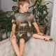 thumbnail image 3 of Balery Three Horses Oil Painting Conjunto de Pijama Infantil de Manga Corta con Estampado – Ropa de Dormir de Algodón Suave-3X-Large, 3 of 5