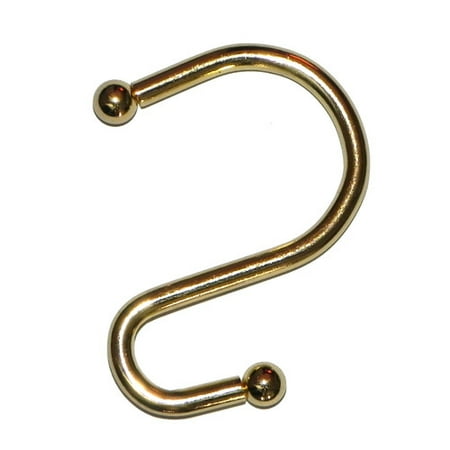 S" Shower Curtain Hooks in Brass