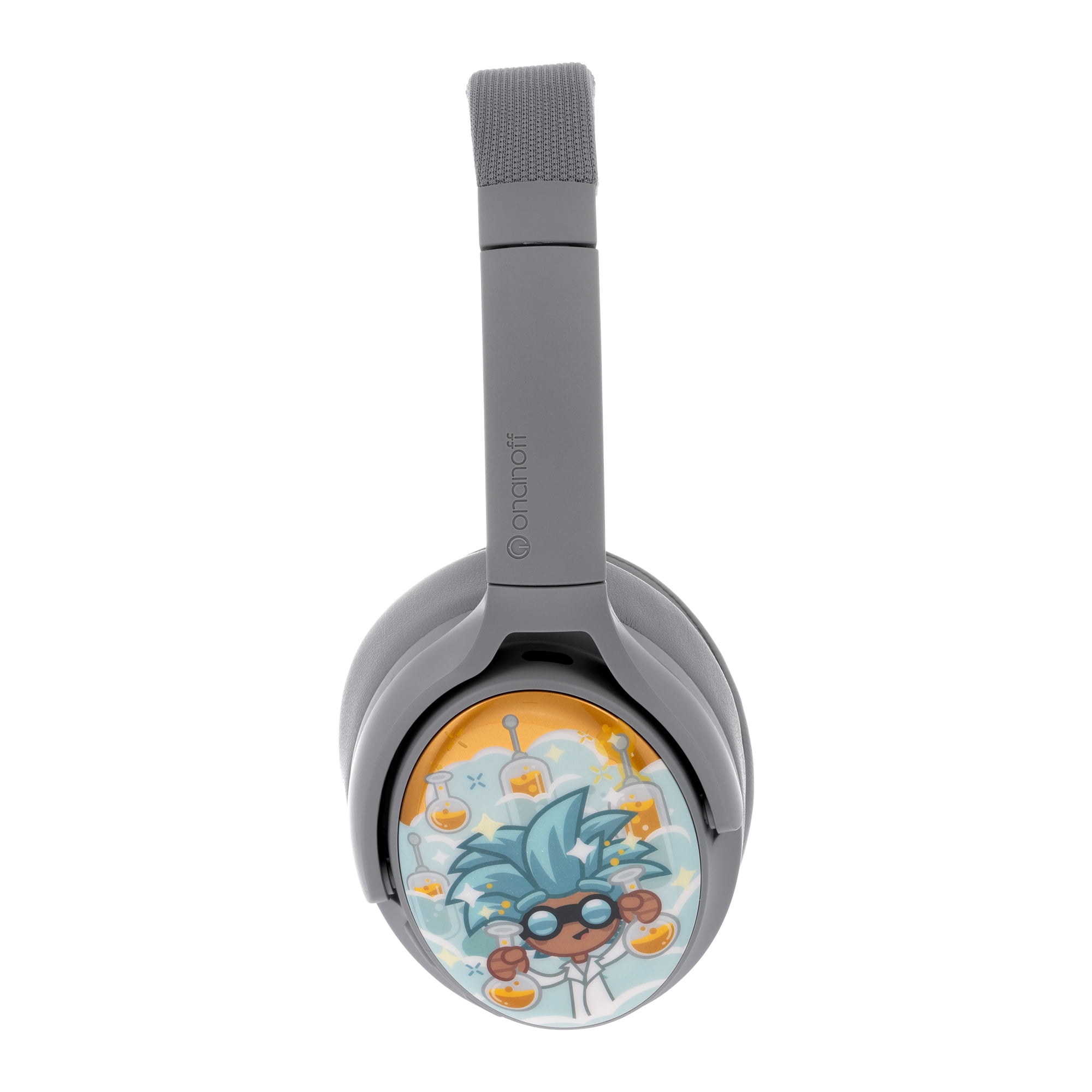 BuddyPhones Cosmos+, Over-Ear Bluetooth Wireless Noise Cancelling Kids Headphones with Detachable Boom Mic, 3 Volume Limiting Settings, Voice Enhance StudyMode, 24-Hrs Battery, Foldable, Grey Matter