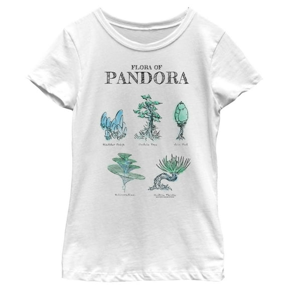 Girl's Avatar Flora of Pandora Sketches  Graphic Tee White Large