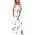 thumbnail image 1 of Été jusqu'à 65 % de Rabais Iumwxz Robes à Manches Courtes Col Rond pour Femmes Tunique Décontractée Robes Maxi Amples Robe à Imprimé Floral Robes d'Été Robes Élégantes pour Mariage Fête, 1 of 6