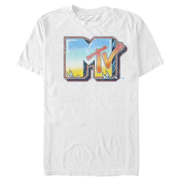 Men's MTV Shimmery Logo  Graphic Tee White Large