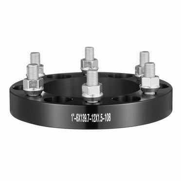 KFFKFF 1-inch 6x5.5 Hubcentric Wheel Adapters, Forged 6 Lug Spacers with 108 mm Bore and M12 x1.5 Studs, Compatible with Toyota, Hummer, Lexus, Chevrolet, Honda (1979-2022), 4-Pack, Black