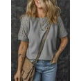 thumbnail image 3 of Eytino Womens Basic Tops Waffle Knit Tops Casual Crew Neck Tee Shirts Hollow Out Raglan Short Sleeve Summer T-Shirts Basic Tees S-2XL Gray, 3 of 7