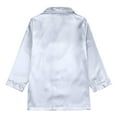 thumbnail image 5 of Jinhomg Little Boys Girls Pajama Set Toddler Kids 2 Piece Stain Silk Outfits Long Sleeve Button Down Shirts and Wide Leg Pant Suits Prime Day 2024 Silver 10 Years, 5 of 8