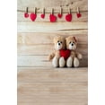 thumbnail image 2 of ABPHOTO Polyester 5x7ft Children Photography Backdrops Winkle Free Wood Wall and Floor Brown Bear and Many Heart Photo Background, 2 of 3