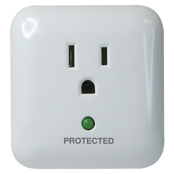 Monoprice Power & Surge - White | 1 Outlet Surge Protector with End of Service Alarm, 900 Joules 15A / 125V / 1875W, 10dB to 60dB