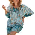 thumbnail image 3 of Robe Courte d'Été pour Femmes, Tenue de Plage, Manches Longues, Col en V, Bohème Vintage, Robe à Fleurs, 3 of 9