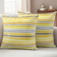 thumbnail image 3 of 2 Pack Outdoor Waterproof Throw Pillow Covers,Classic Yellow Gray Stripes Decorative Square Pillow Case Patio Pillowcases for Chair Couch Sofa 16x16in, 3 of 9