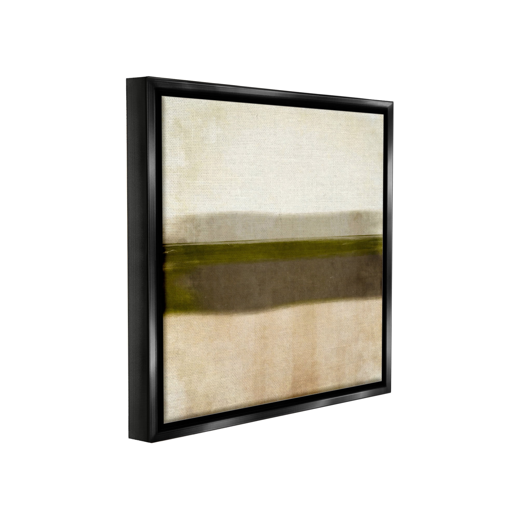 Stupell Industries Rustic Neutral Horizon Abstract Painting Black Floater Framed Canvas Art Print Wall Art, 18 x 18