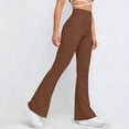 thumbnail image 6 of HongQid Women's High Waist Flare Pants – Yoga Casual Stretch Bell Bottom Trousers, Slim Fit Retro 70s Style Pants for All Seasons,Coffee 2XL, 6 of 9