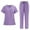 Purple, variant on RQYYD Scrubs for Women Set Modern V-Neck Top & Multi Pocket Jogger Pants Athletic Nursing Uniform Solid Comfortable Stretch Workwear