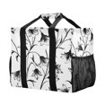 thumbnail image 2 of Large Hand-Held Storage Bag Kitchen Reusable Grocery Bags， Travel Tote Bags， Waterproof Tote，Laundry Bag，Beach Bag， Pool Bag Pretty Black Cartoon Flowers, 2 of 8