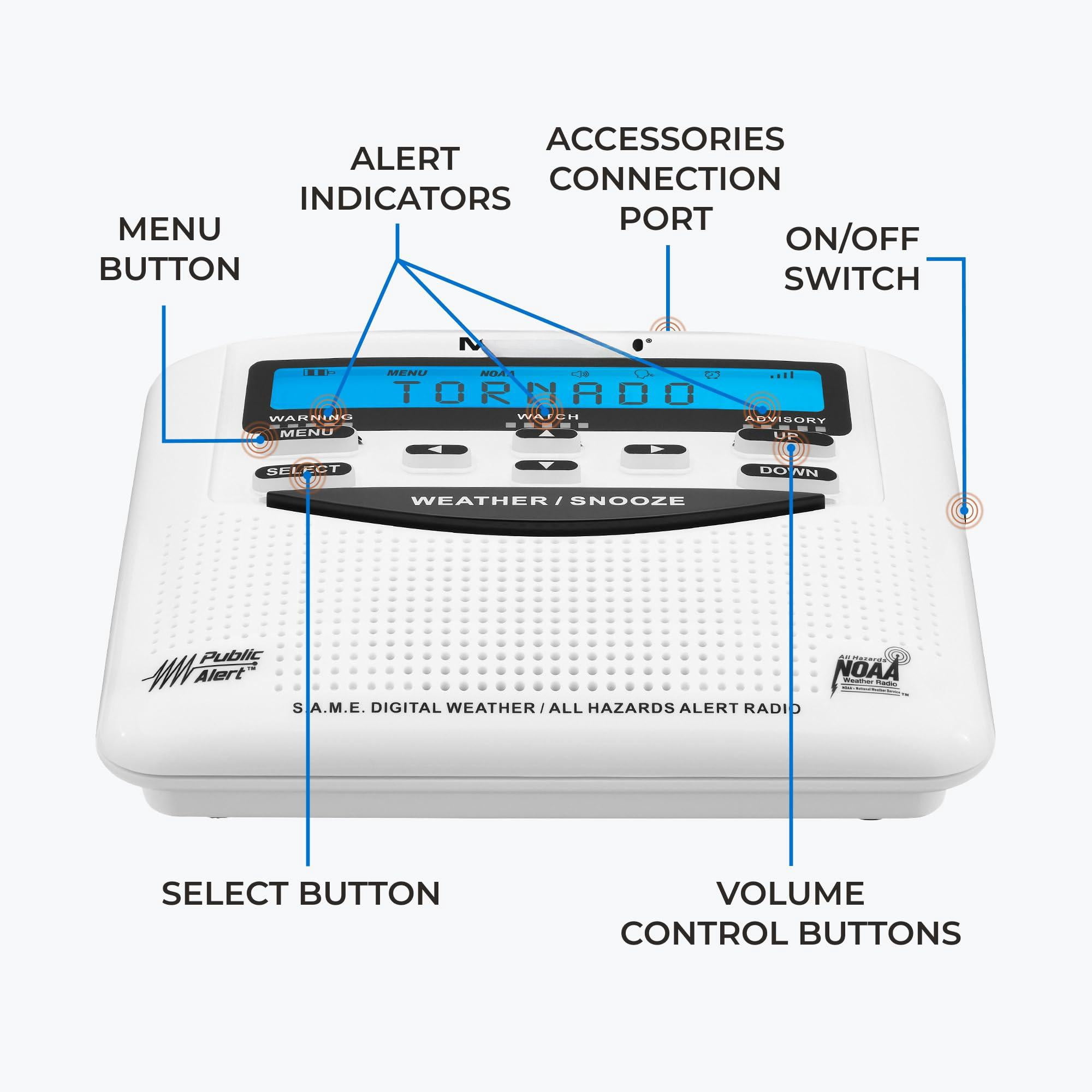 - Wr120b Noaa Emergency Weather Alert Radio Localized Programming  Trilingual Display 60+ Alerts Alarm Selectable Tone