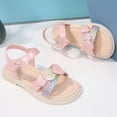 thumbnail image 6 of TOWED22 Little Girls Leather Flat Sandals Open-Toe Princess Shoes for Girls Floral Lace Pearl Dress Shoes Cute Strappy Sandals Pink,12.5, 6 of 9