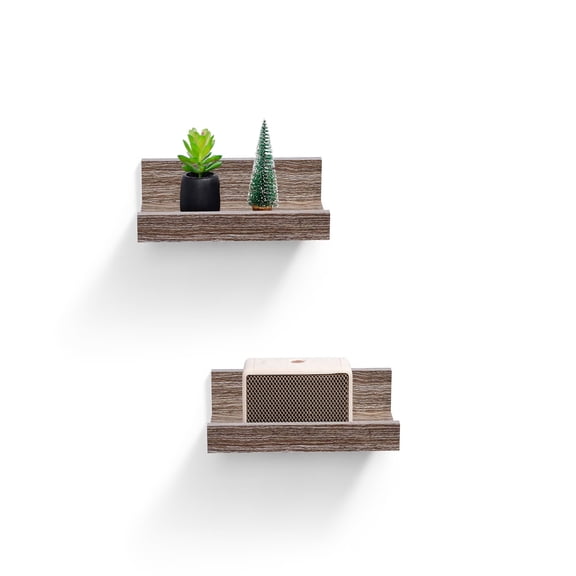 MAYEERTY 2-Piece Floating Shelves, 10" Wood Wall Mounted Display Rack with Invisible Brackets, for Bedroom Bathroom Living Room Kitchen
