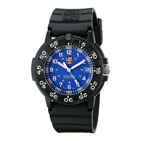 LUMINOX Sea Original Navy Seal 3000 Series, Black Strap, Round Blue Dial, Men's Watch A.3003