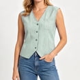 thumbnail image 5 of Women's Striped Vest Sleeveless Button Down Open Front Tops Office Casual Layeringlook Waistcoat, 5 of 8