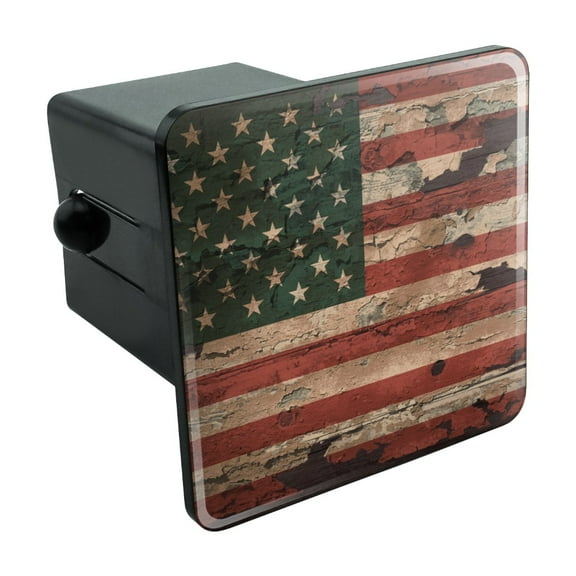 Rustic American USA Flag Distressed Tow Trailer Hitch Cover Plug Insert