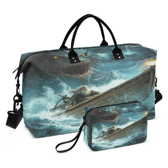 Travel Duffel Luggage Bag Sports Duffle Bag Gym Bag with Zipper Angry Sea Monster