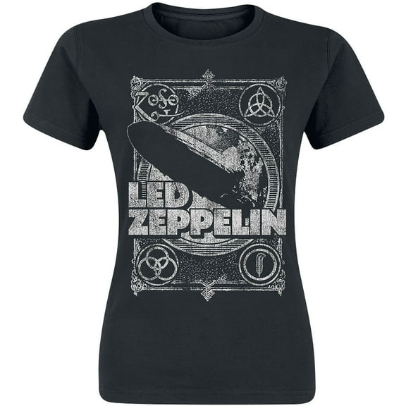 Led Zeppelin Ladies T-Shirt: Vintage Print LZ1 (Large)