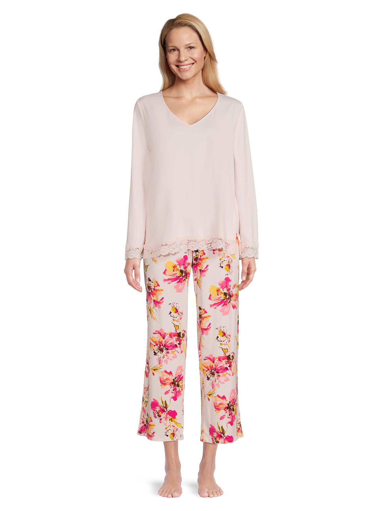 The Pioneer Woman Long Sleeve Top with Lace and Pants Pajama Set, 2-Piece, Women's - image 2 of 6